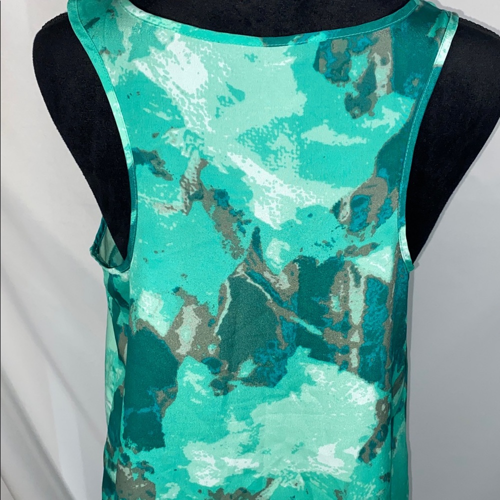 Mossimo Tank Top Polyester Green Teal Abstract Pattern - Picture 5 of 7